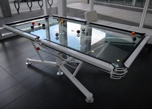 The G-1 Transparent Modern Pool Table By Nottage Design Features Vitrik And Glass Surface